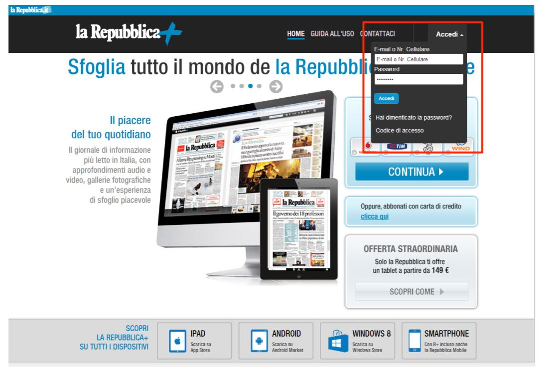 2 mesi di abbonamento a La repubblica con eprice