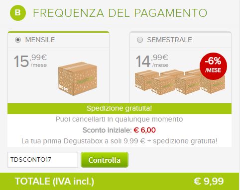 Degustabox codice sconto