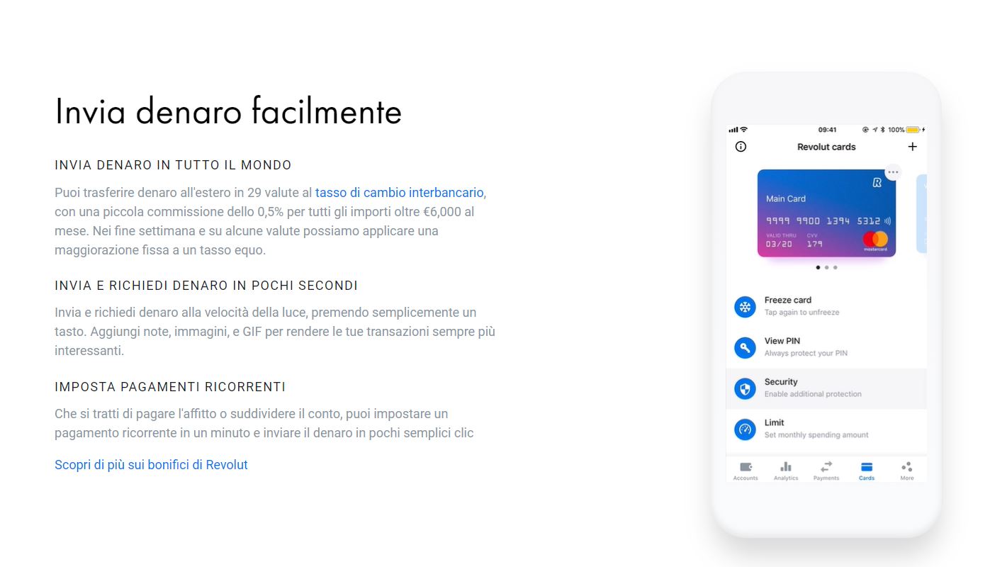 Invia denaro facilmente con Revolut