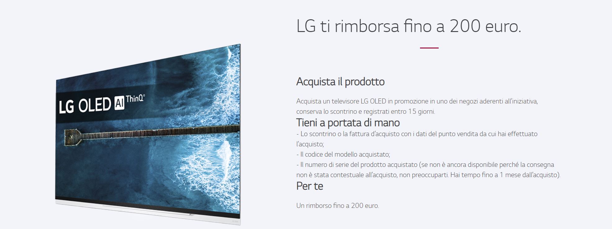 Rimborso LG fino a 200 euro