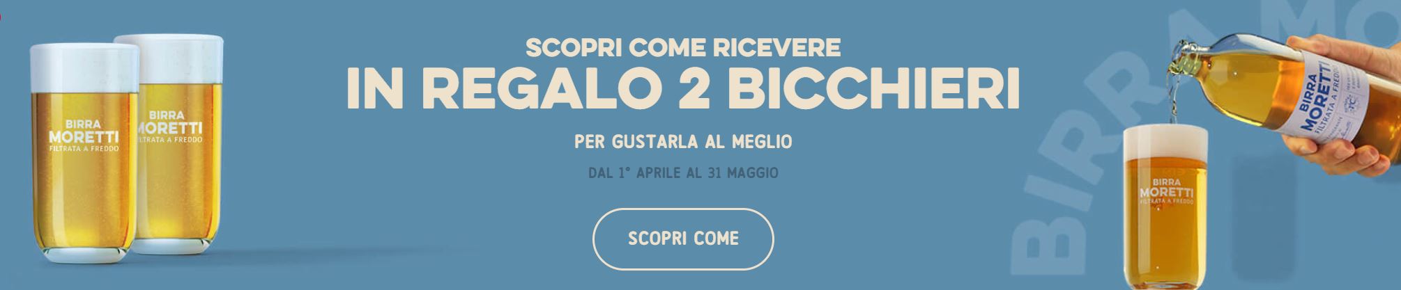 Concorso Birra Moretti: Ottieni due bicchieri di filtrata a freddo