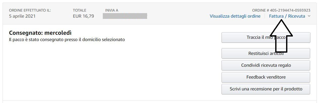 Selezionare Fattura/ricevuta