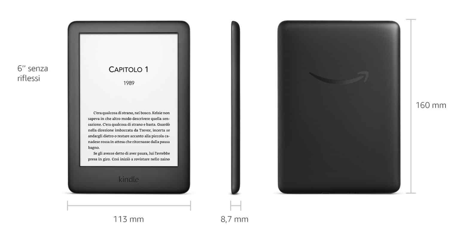 Dimensioni e-reader Kindle