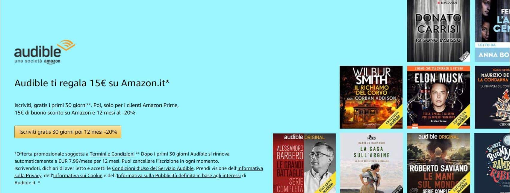 15 euro di buoni regalo con Audible
