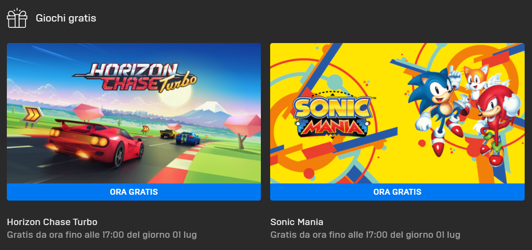 Horizon Chase Turbo e Sonic Mania Gratis