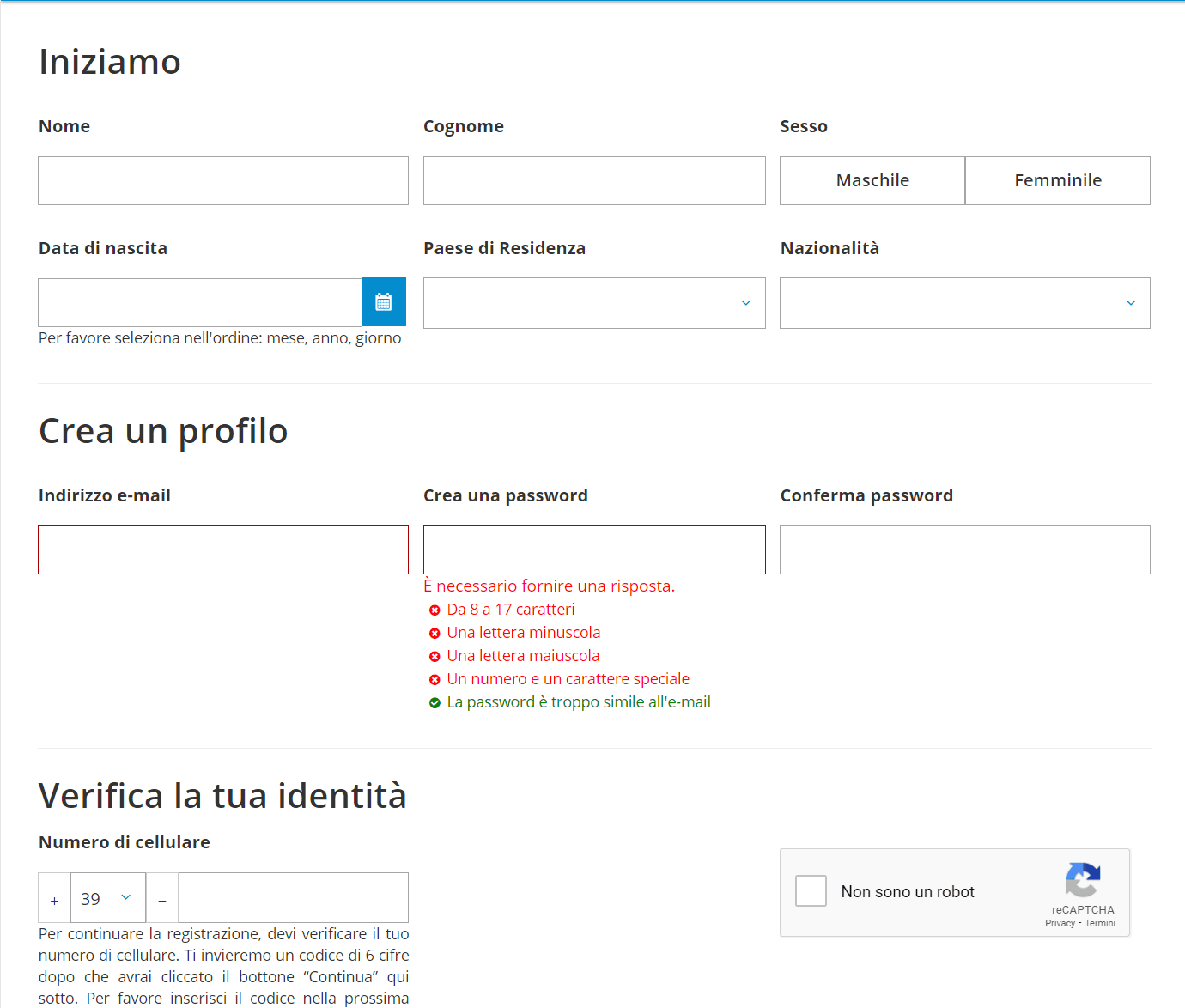 Nielse modulo registrazione