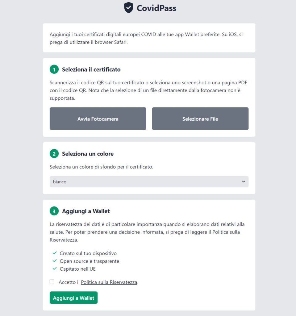 Caricare il Green Pass su Apple Wallet