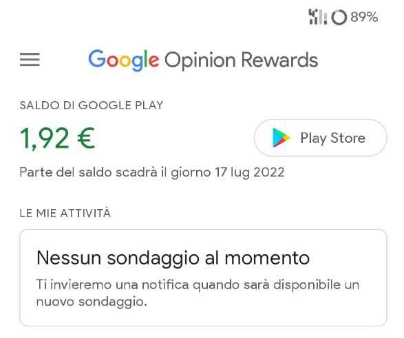 Google Opinion Rewards credito