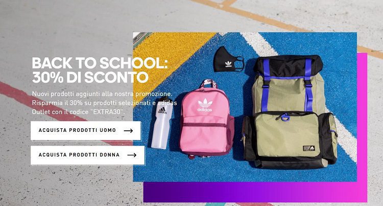 Codice sconto 30% Adidas Back To School