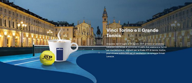 Lavazza “Vinci Torino e il grande tennis”: in palio 500 set racchettoni da spiaggia e la finale ATP a Torino