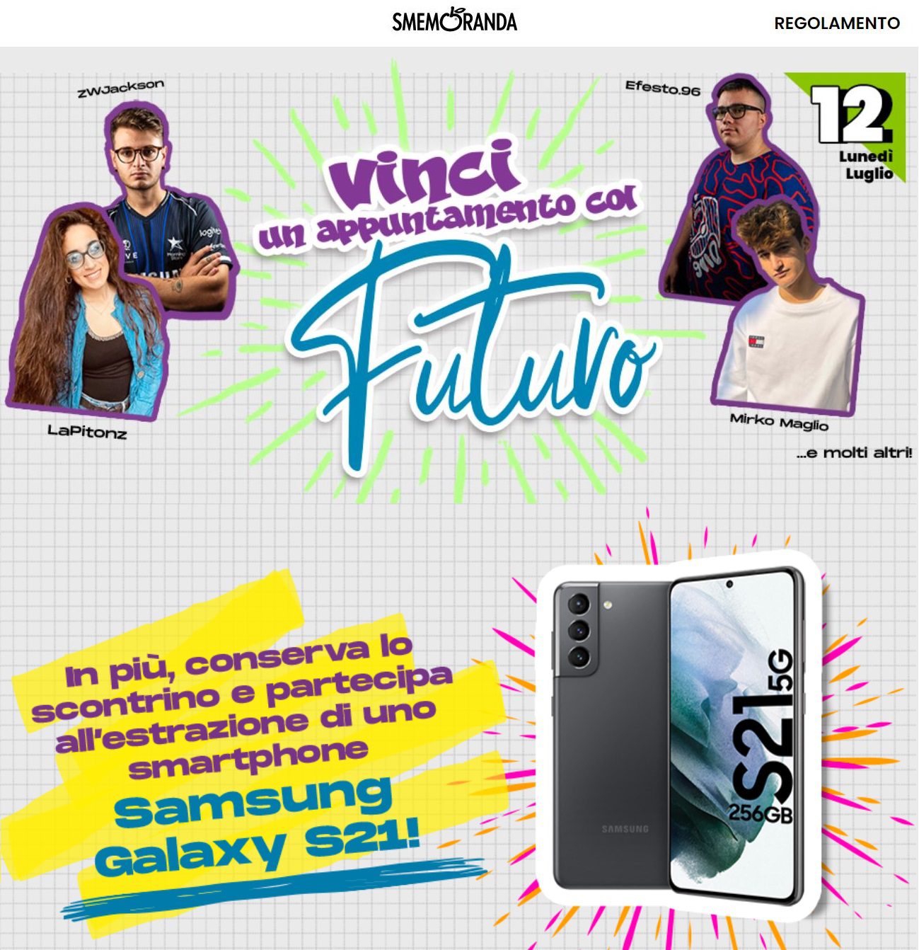 Concorso Smemoranda: vinci una videochiamata con un influencer o un Samsung Galaxy S21