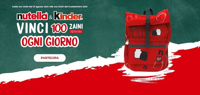Concorso “Con Nutella e Kinder vinci 100 zaini Seven al giorno” – Ecco come partecipare