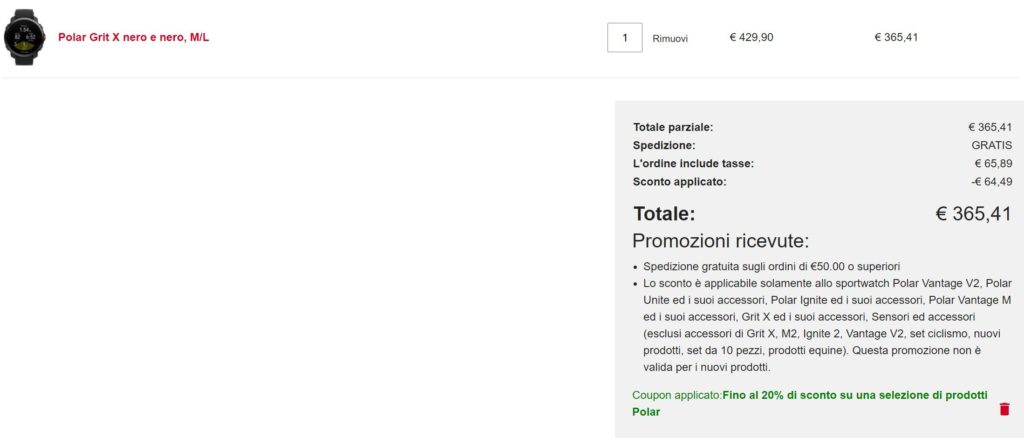 Come applicare il codice sconto Polar