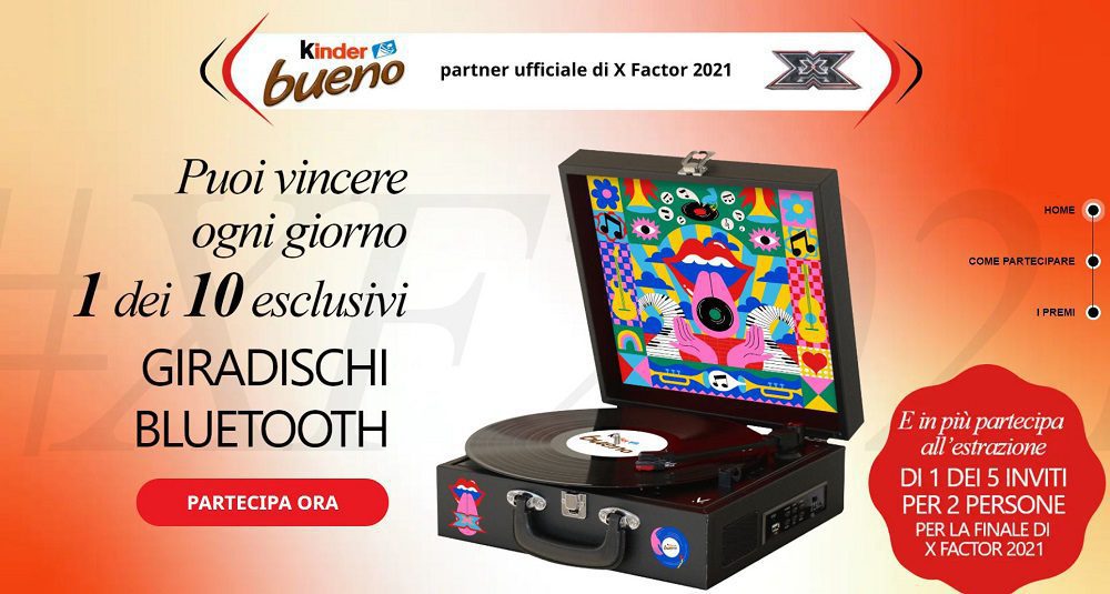 Concorso Kinder Bueno: vinci giradischi Bluetooth Majestic