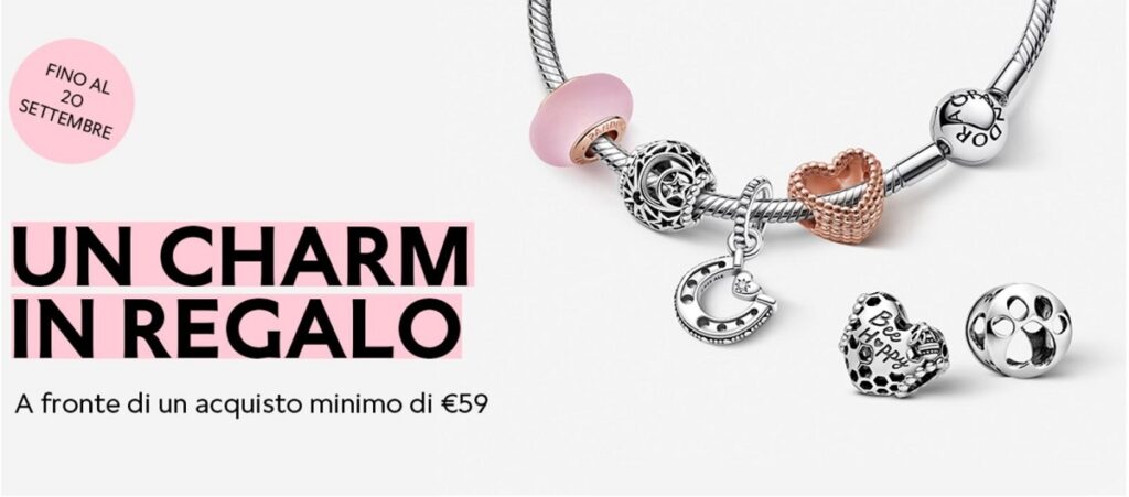 Charm Pandora in regalo con una spesa di 59€