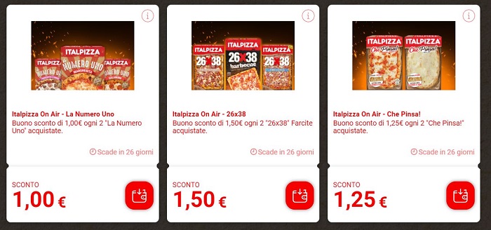 Buoni Italpizza validi sino all'11 dicembre 2021