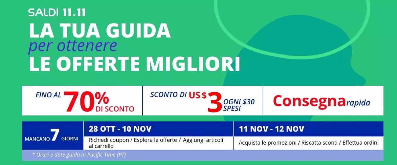AliExpress: saldi del 70% durante l'11.11
