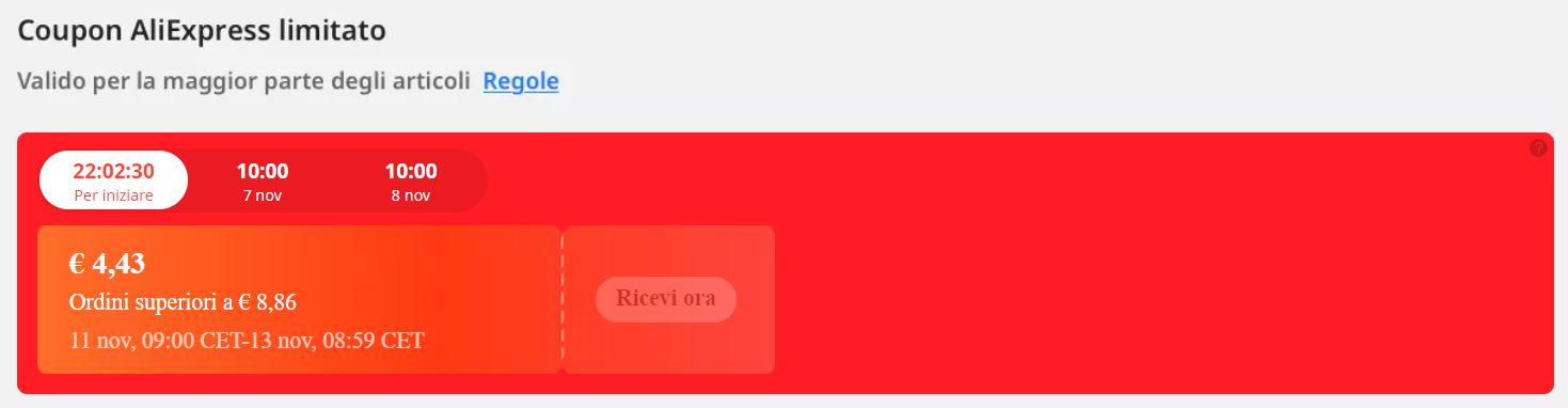 Coupon limitati al tuo account AliExpress