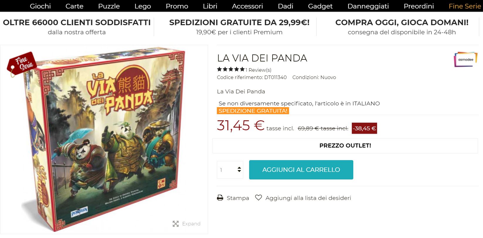 Dal tenda Shop - inserire prodotto in carrello