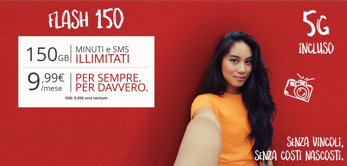 Iliad lancia Flash 150: 9,99€ al mese per 150GB in 5G e tutto illimitato