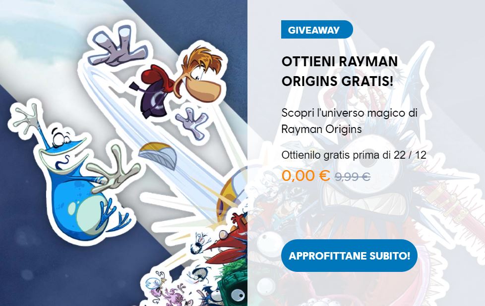 Rayman Origins Gratis su PC fino al 22 dicembre 2021