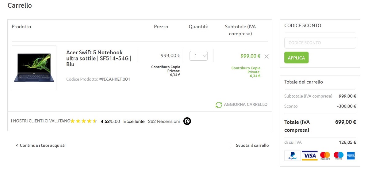 Acquisto offerta San Valentino di Acer
