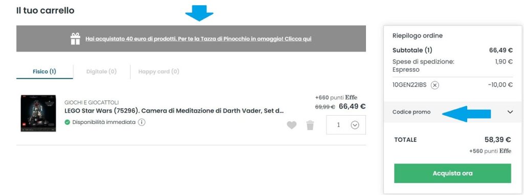 come applicare il coupon IBS al carrello