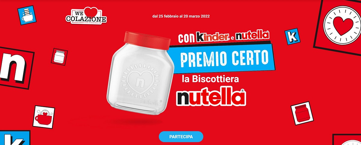 La Biscottiera Nutella in omaggio con Nutella e Kinder