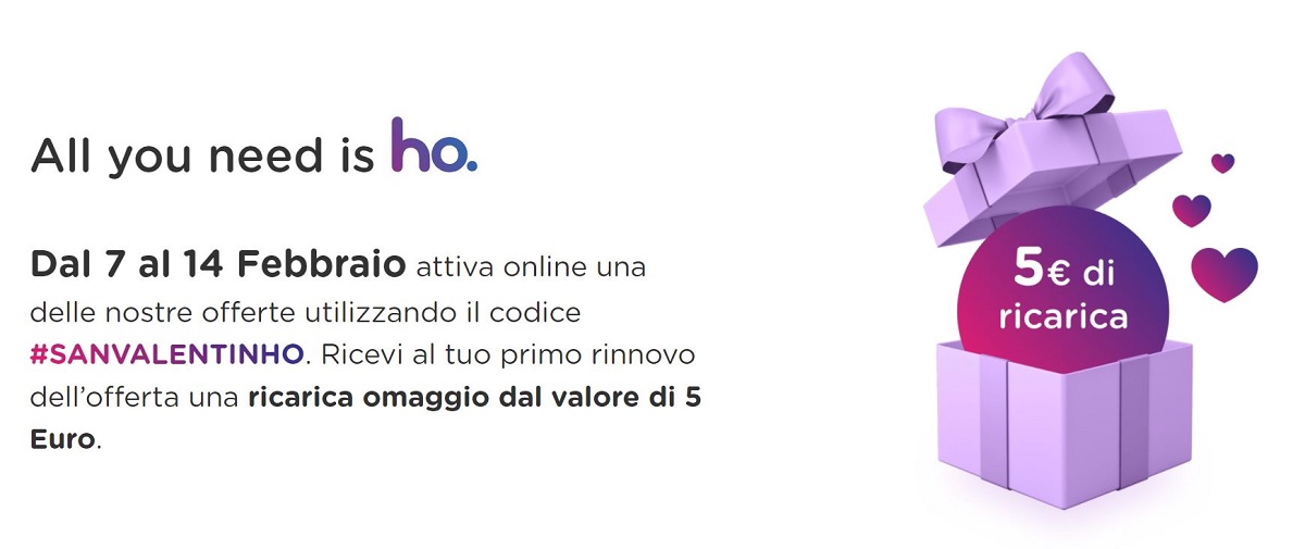 Ho.mobile offerta San Valentino