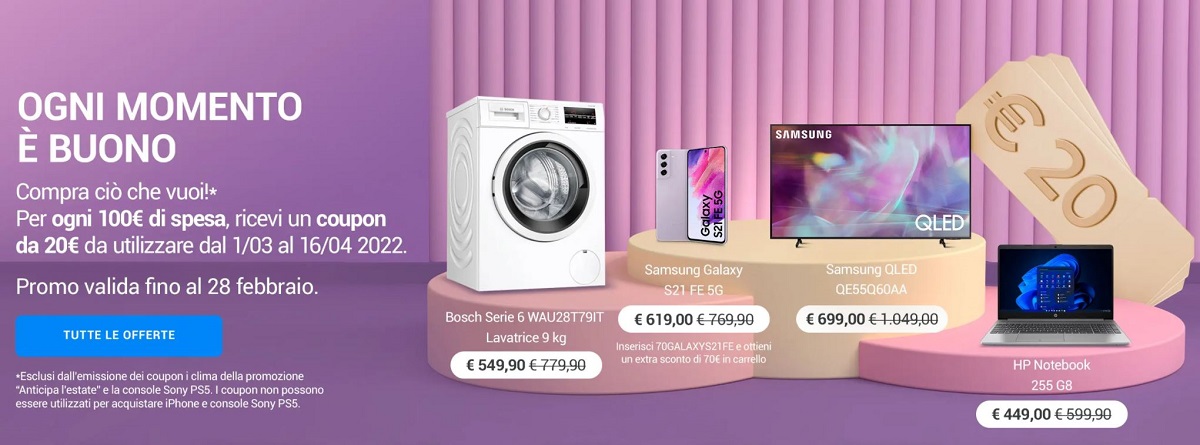 Con Unieuro “Ogni momento è buono”: più spendi più buoni accumuli per i tuoi acquisti