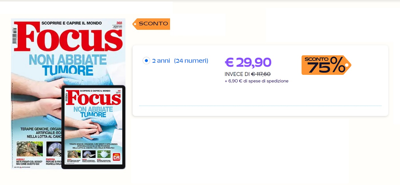 Offerta Focus - abbonamento 2 anni a soli 29,99€