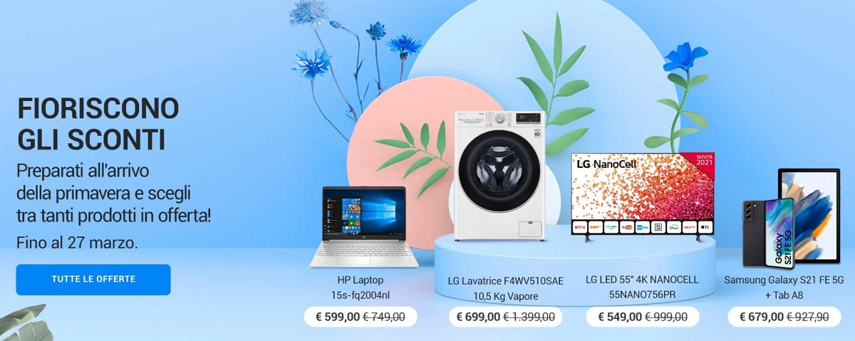 Da Unieuro fioriscono gli sconti: tanta tecnologia a prezzi da urlo fino al 27/03