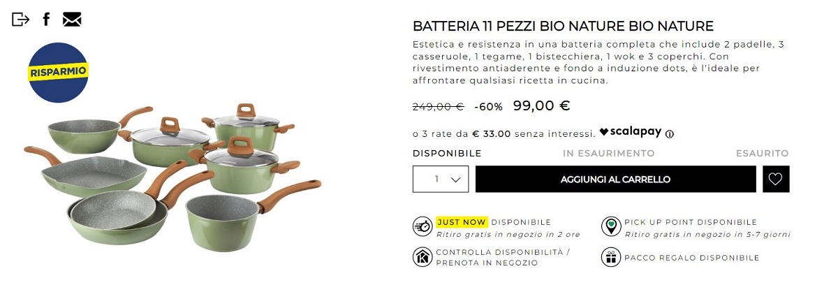 Batteria 11 pezzi scontata su Kasanova