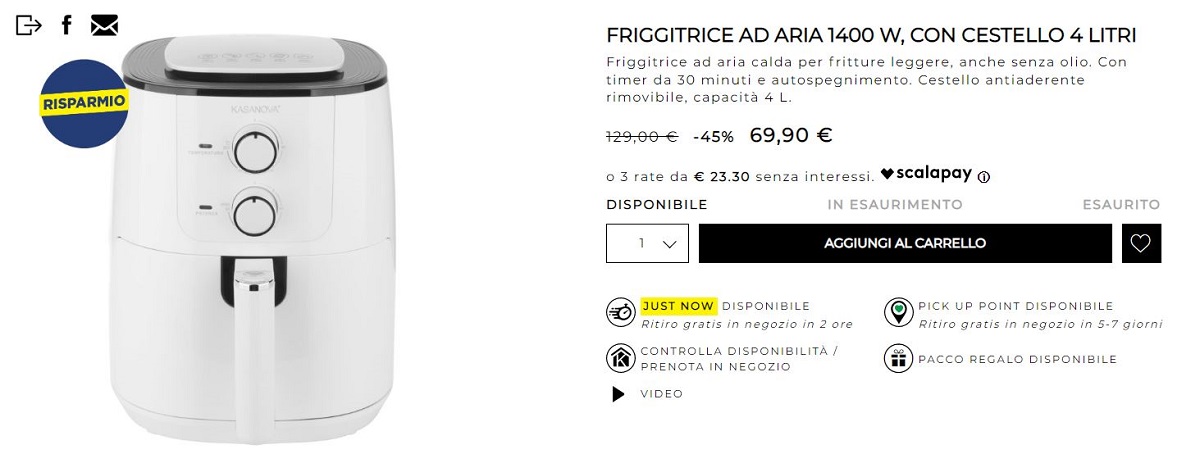 Friggitrice scontata su Kasanova