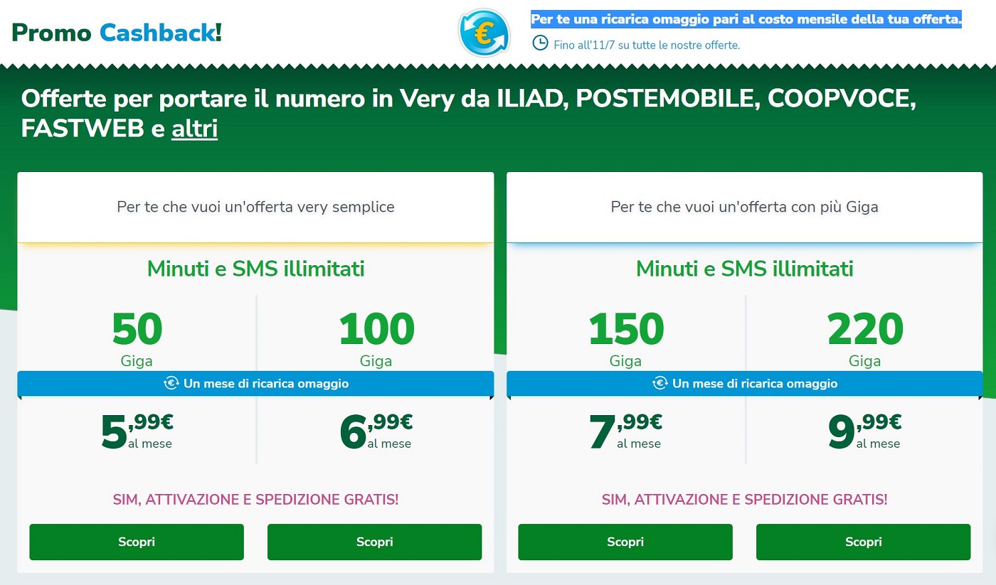 Cashback Very Mobile