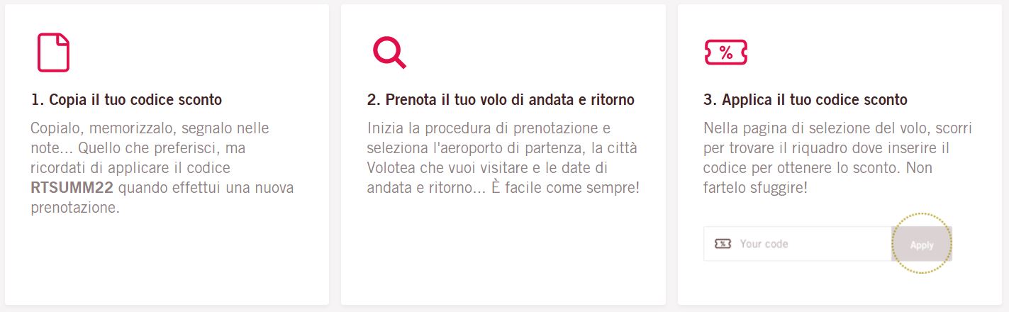 Come utilizzare il codice sconto Volotea