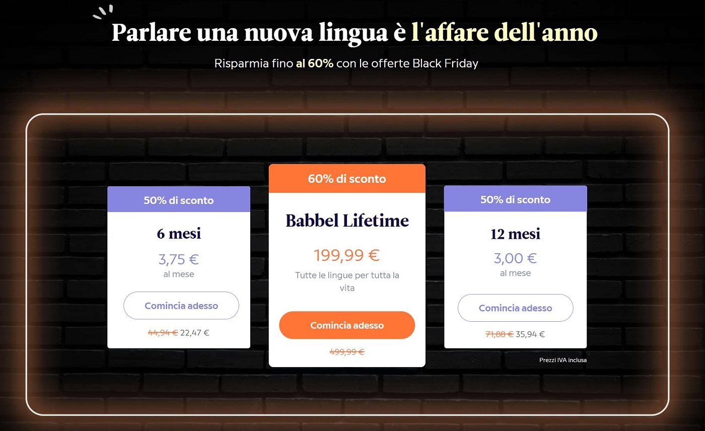 Offerta Babbel Black Friday 2022