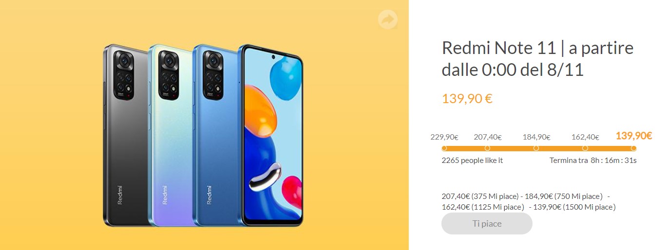 Promozione Like della Xiaomi