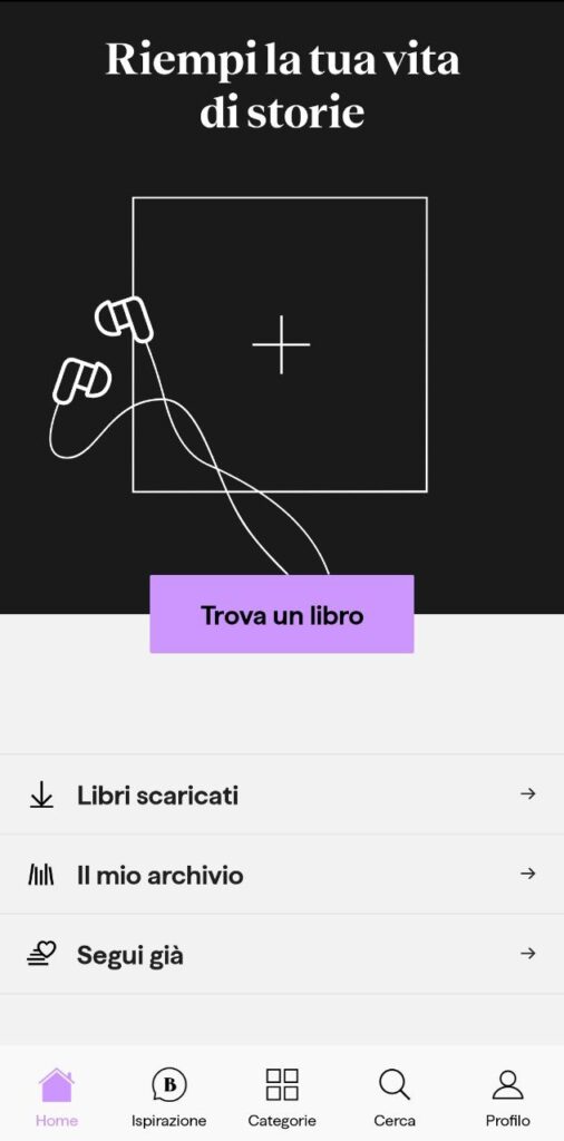 Schermata principale BookBeat