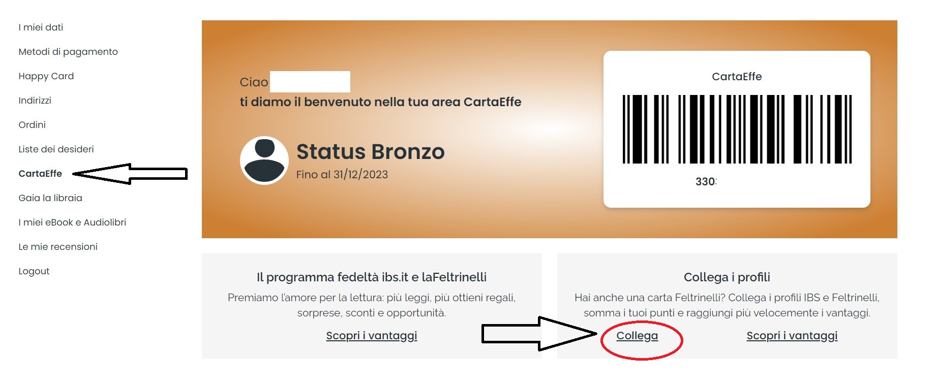 Come collegare i profili IBS e LaFeltrinelli