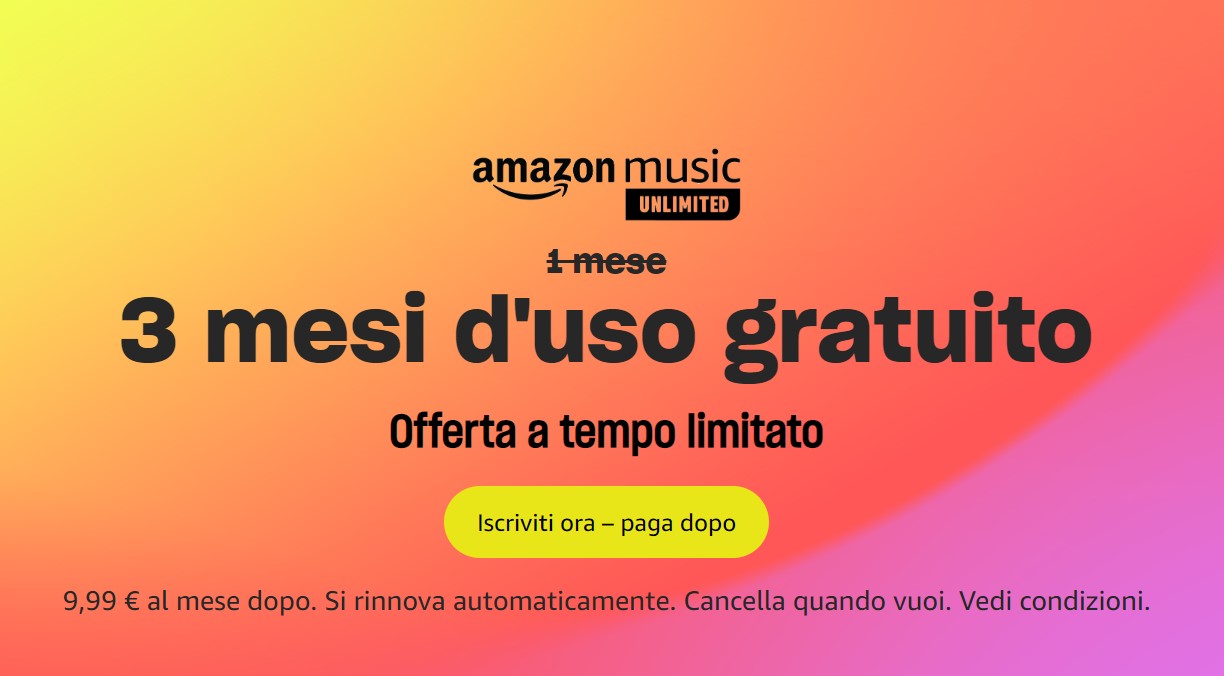 Amazon Music Unlimited Gratis 3 mesi con le Offerte di primavera