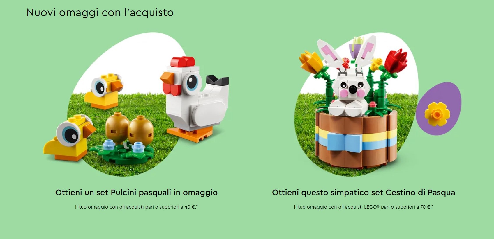 Omaggi LEGO con acquisti - Pasqua 2023