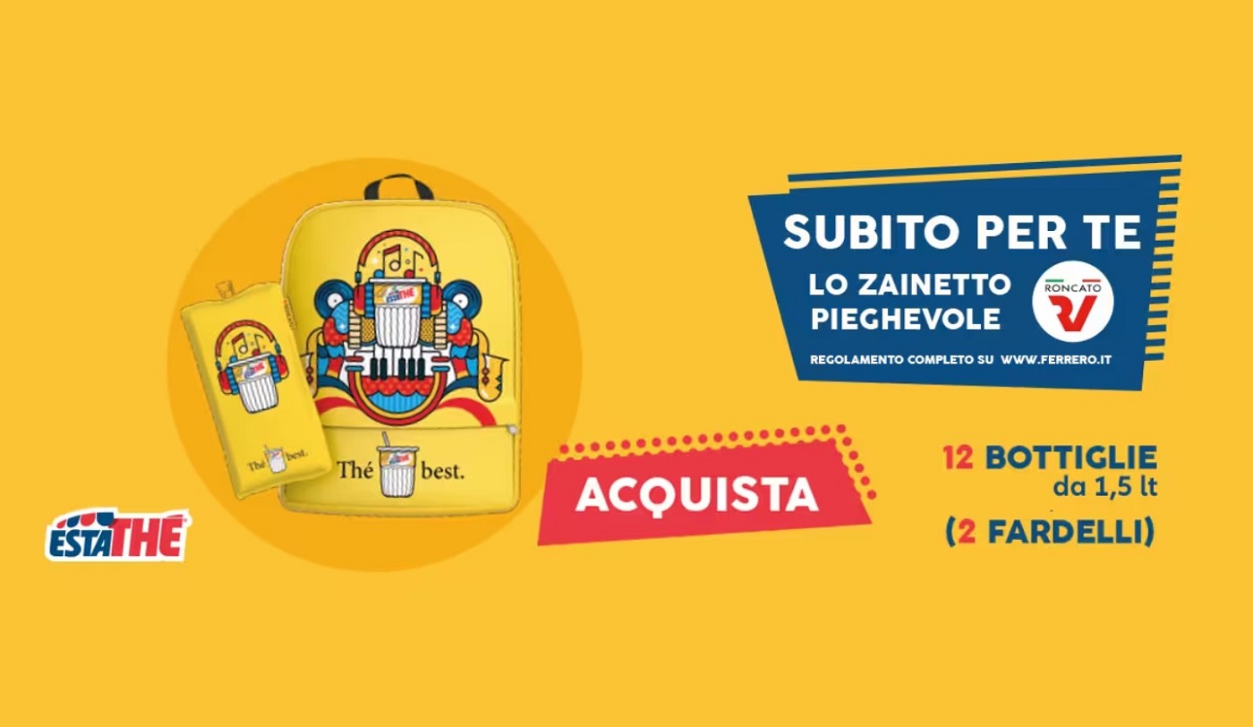 Con Estathè hai uno zaino roncato in regalo