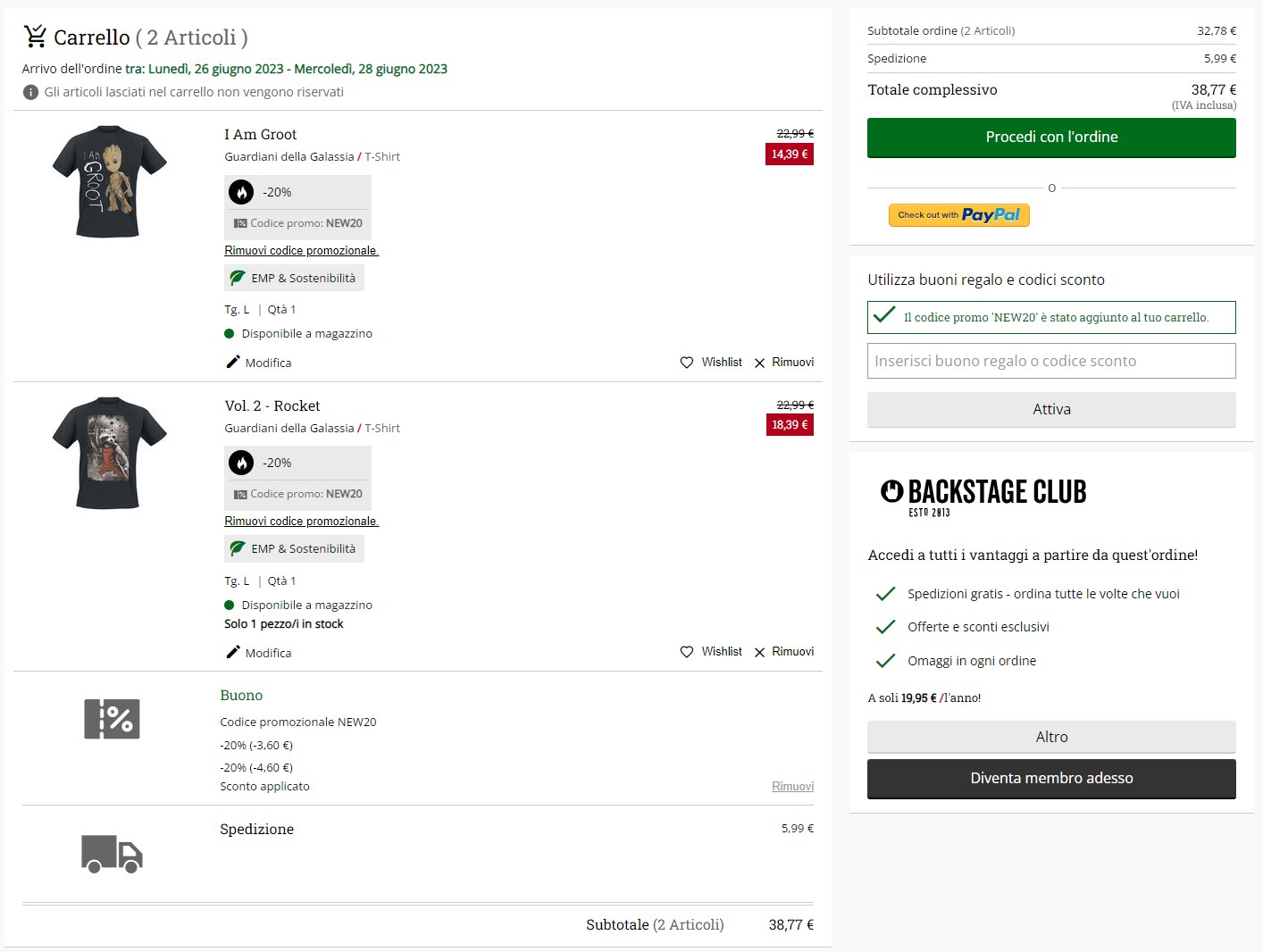 Come applicato un codice sconto EMP
