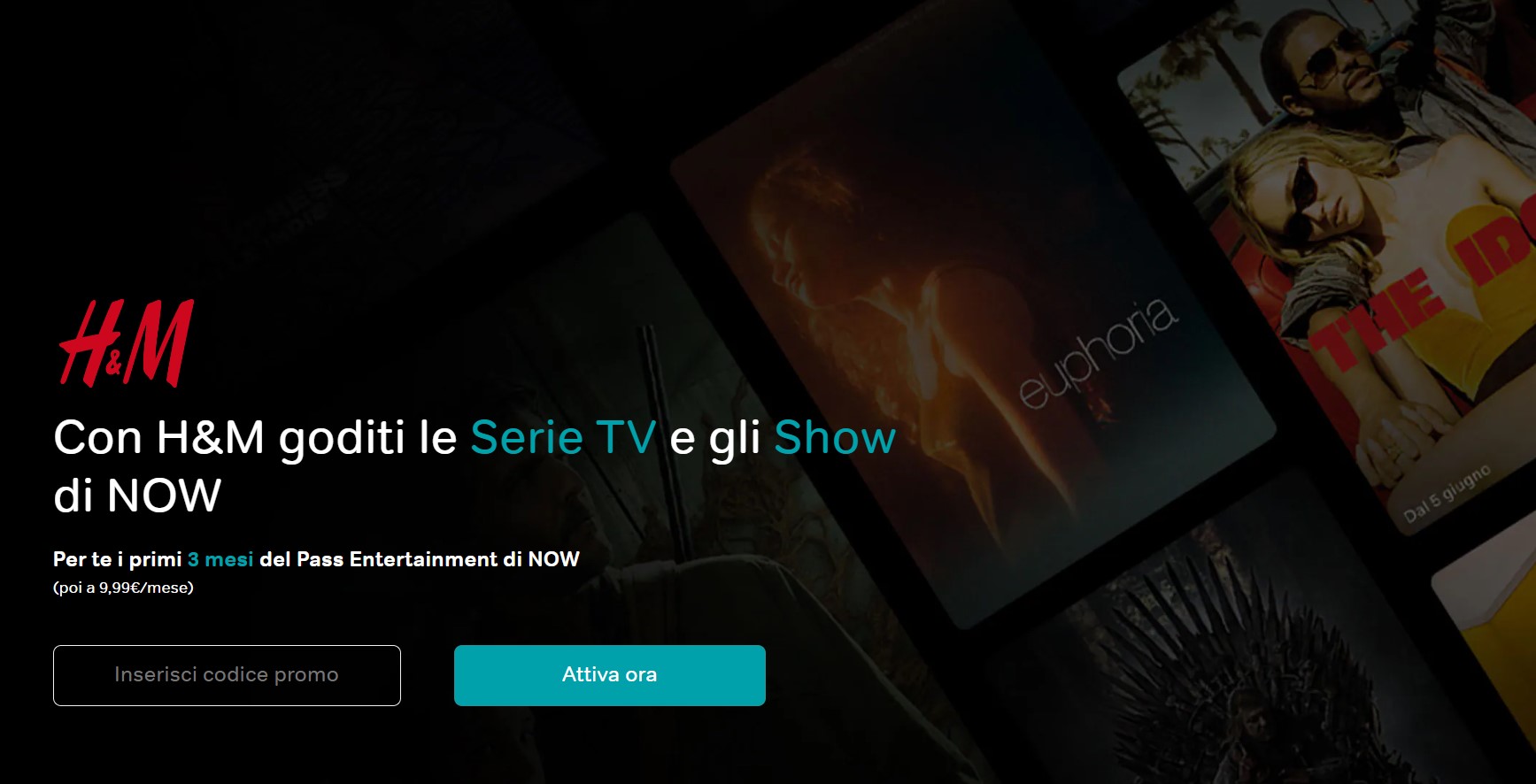 H&M ti regala 3 mesi di intrattenimento di NOW TV