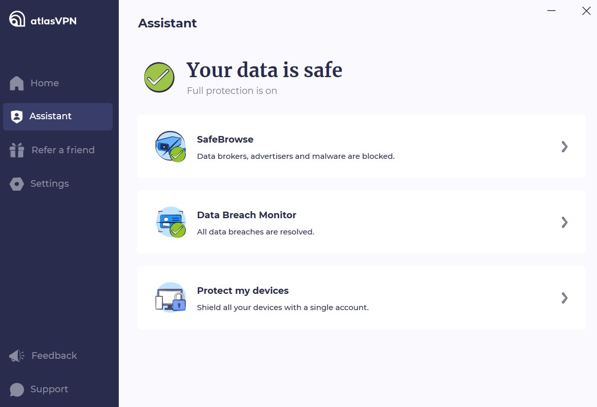 Funzionalità Assistant Atlas VPN