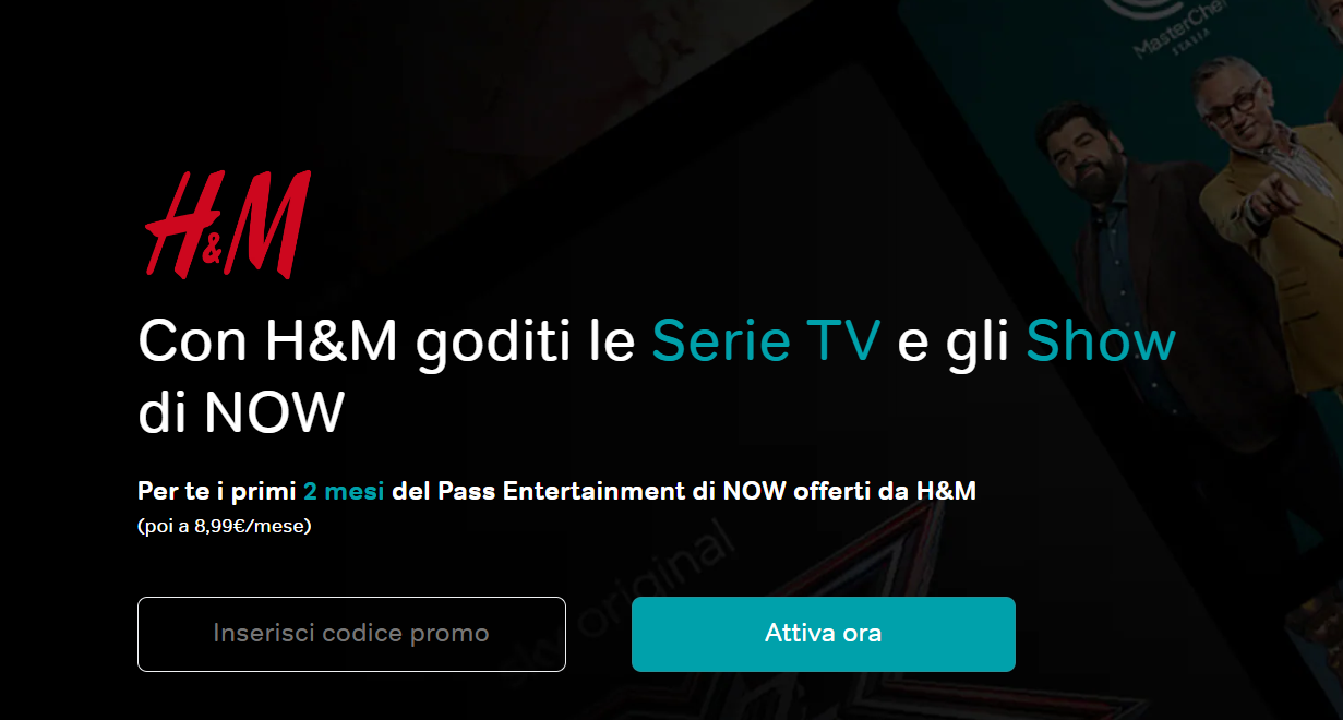 Attivazione pass intrattenimento Now 2 mesi
