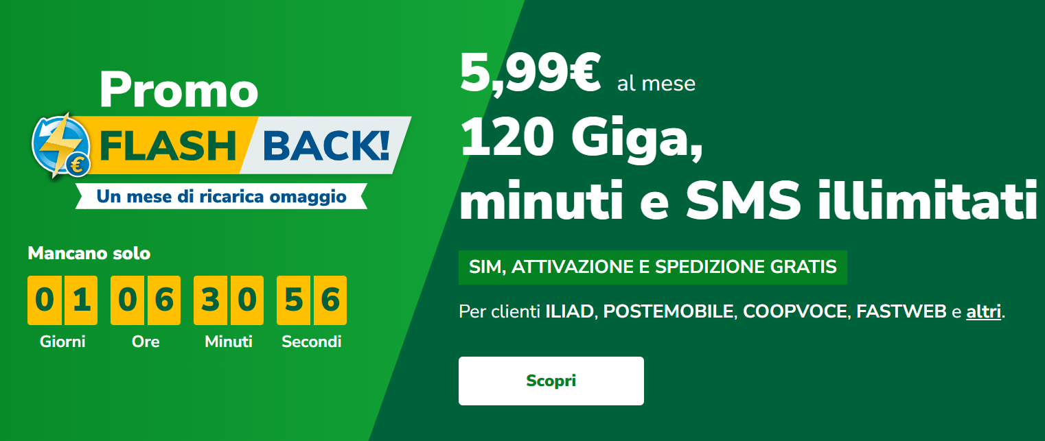 Pioggia di giga se passi a Very: con Promo Flash Back hai tanti vantaggi a 5,99 euro