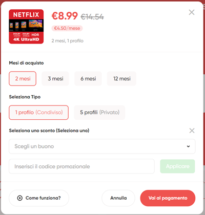 Acquisto account Netflix GamsGo