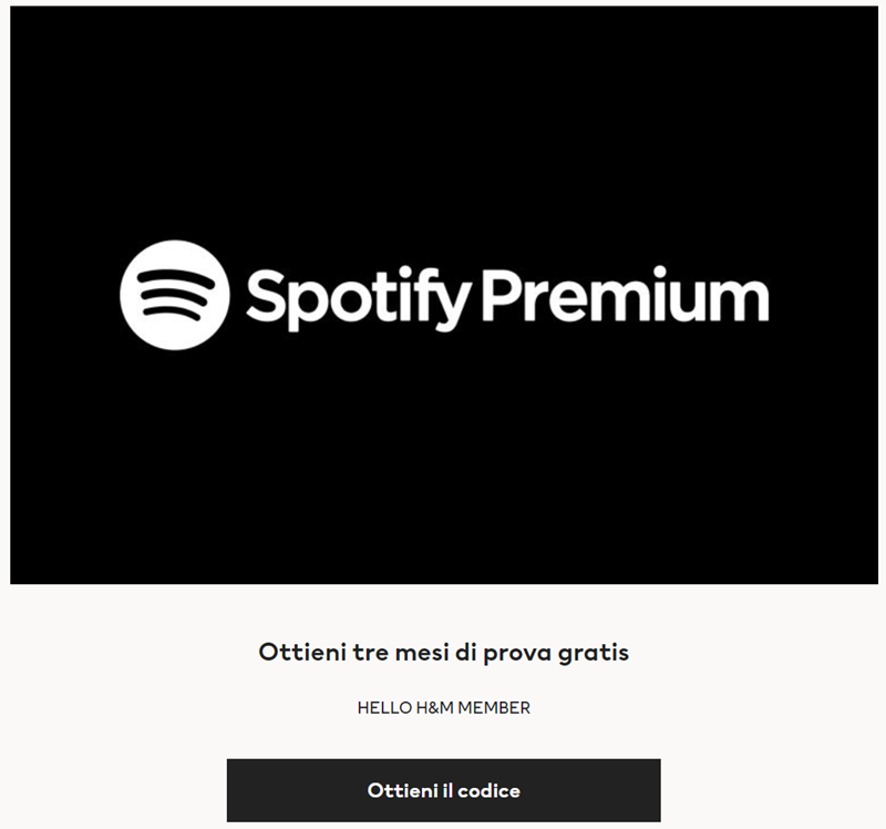 3 mesi gratis di Spotify con H&M